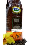 Ola's organic coffee bag, beans and flower