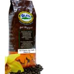 Ola's coffee bag with beans and yellow flower
